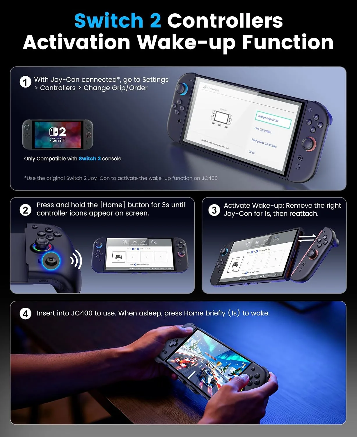Gammeefy JC400 Gen 2 Switch 2 Controller with Hall Effect Joysticks