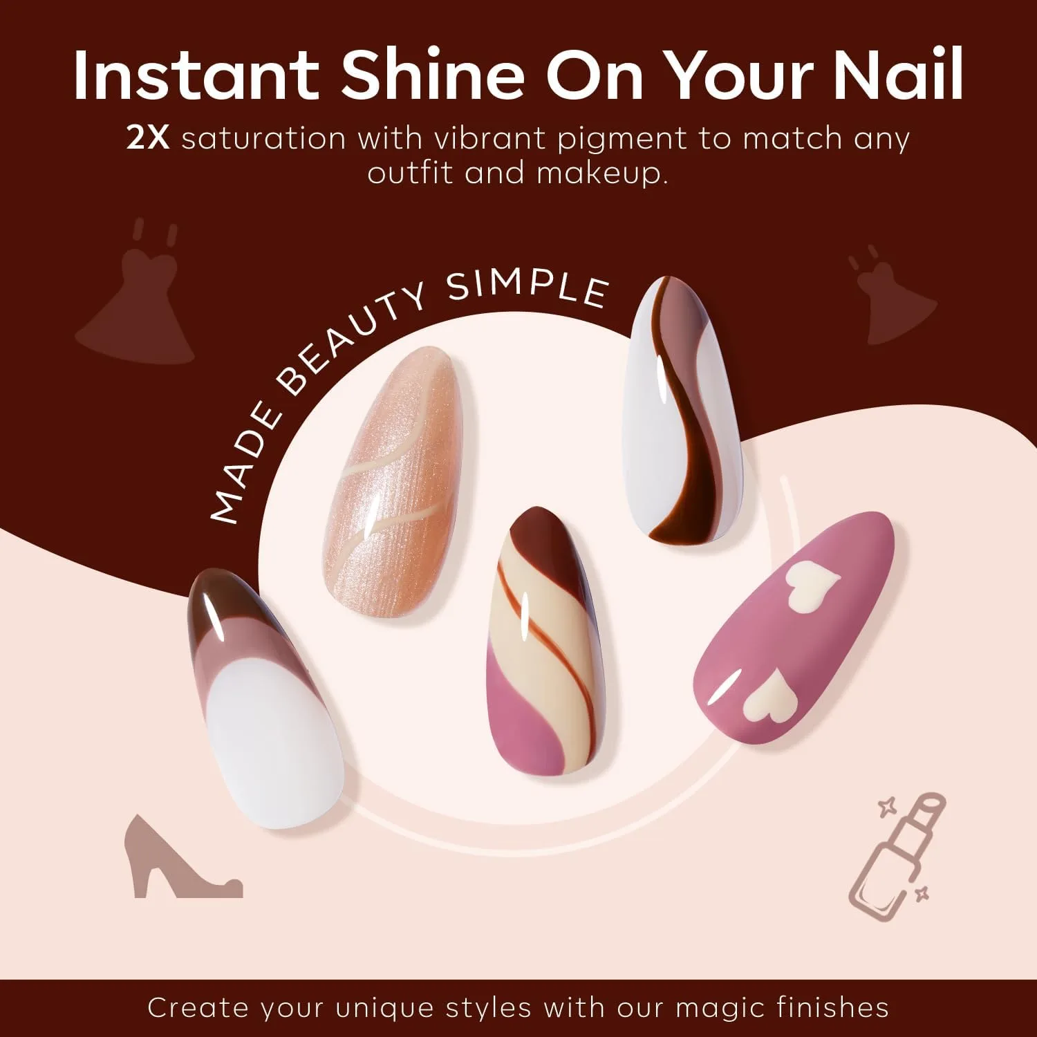 modelones Gel Nail Polish Set Glitter Nude 6Colors Purple Brown