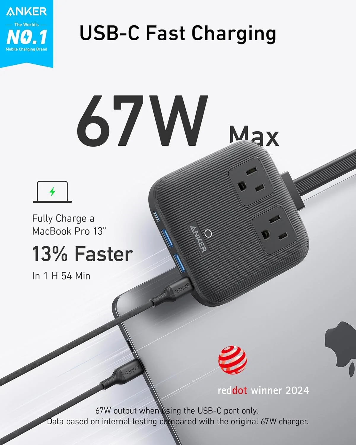 Anker Travel Power Strip, Anker Nano 67W Max 6-in-1 USB C Charger, 2 USB C