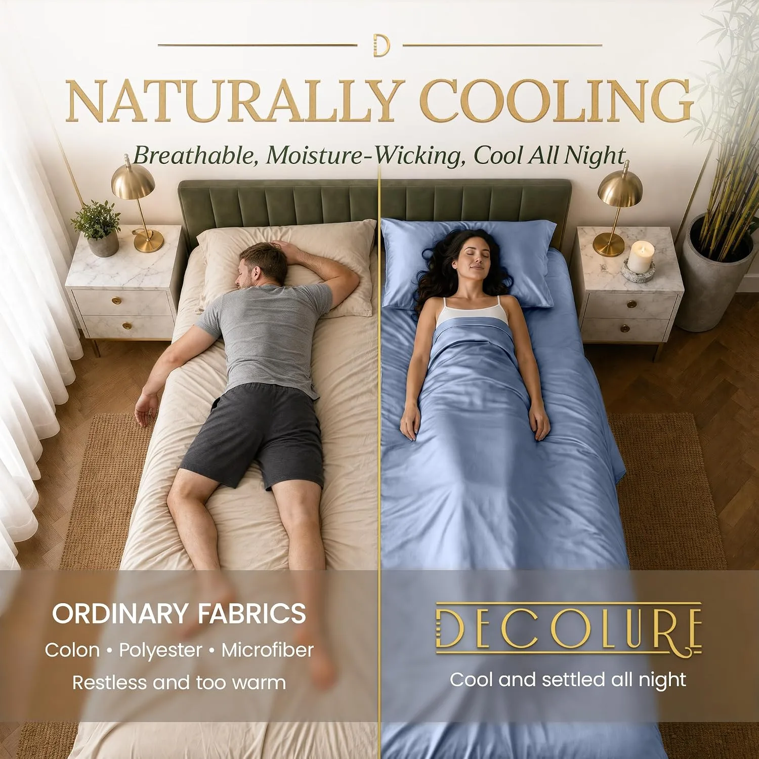 DECOLURE 100% Viscose from Bamboo Sheets King Size | 6 Pc Cooling Bed Set