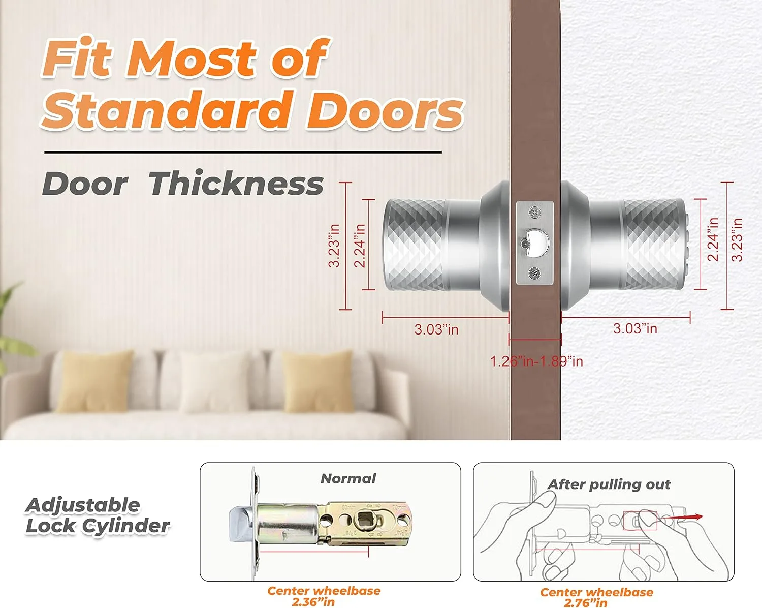 Buoan Electronic Keypad Door Knob, Smart Keyless Entry Door Lock, Silver