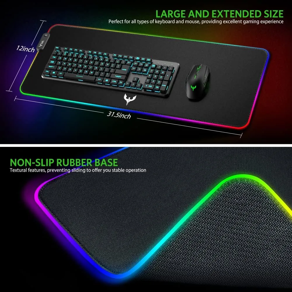 BladeHawks RGB Gaming Mouse Pad Extra Large Extended 31.5x12 Inch-Black