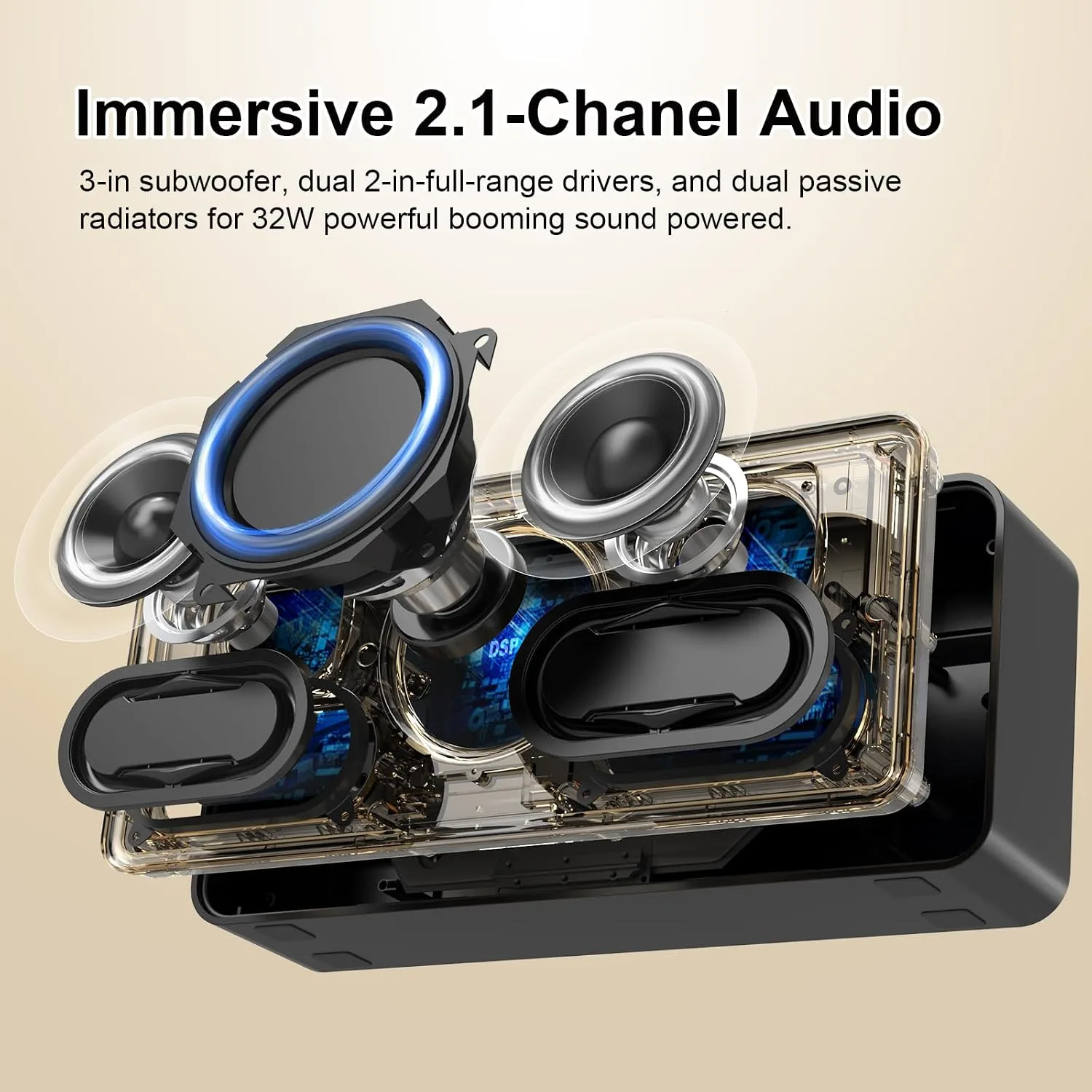 DOSS SoundBox XL 32W Bluetooth Speaker for House 2.1 Channel with Subwoofer