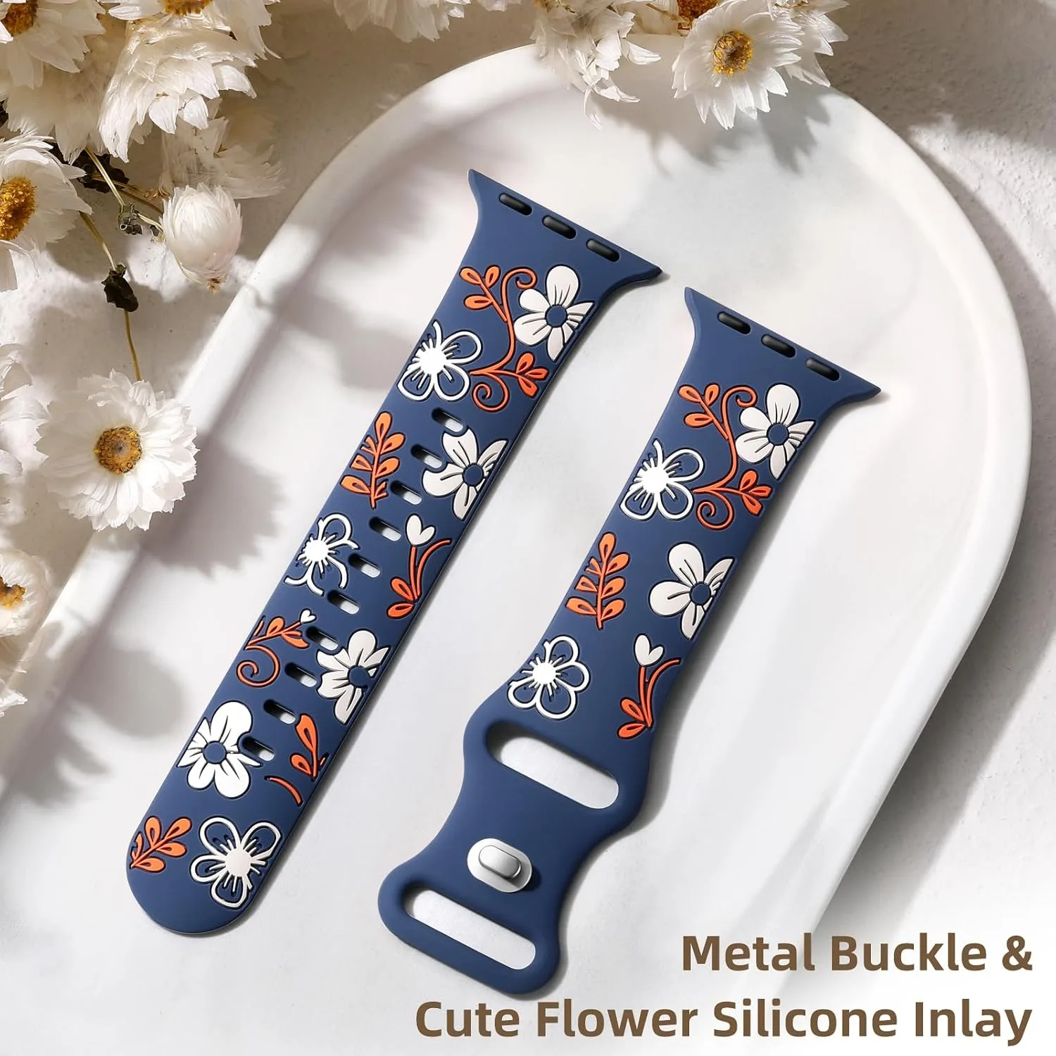 Witzon Floral Silicone Band Compatible with Apple Watch Bands For Women