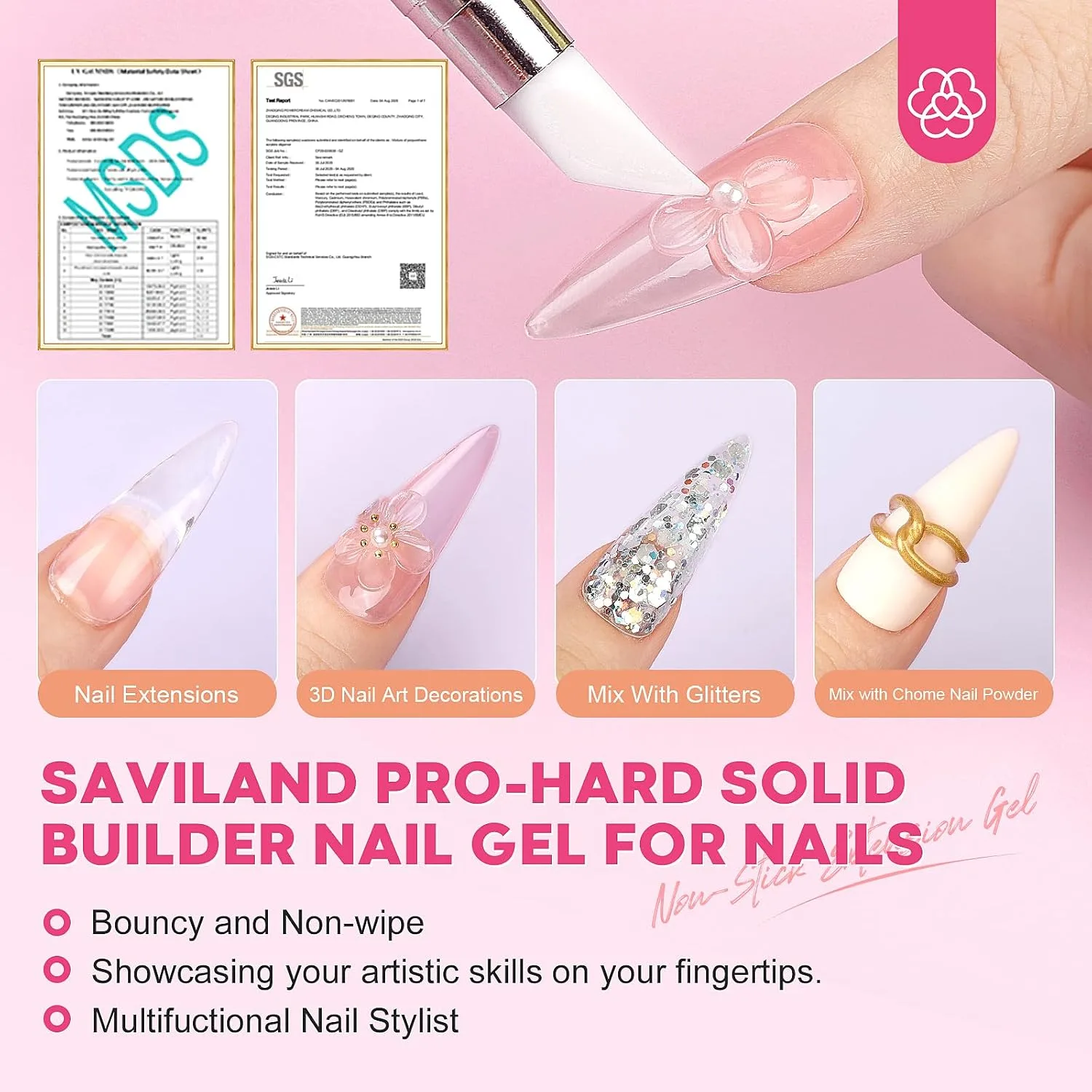 SAVILAND Solid Builder Nail Gel with U V Lamp for 3D Carving & Extension