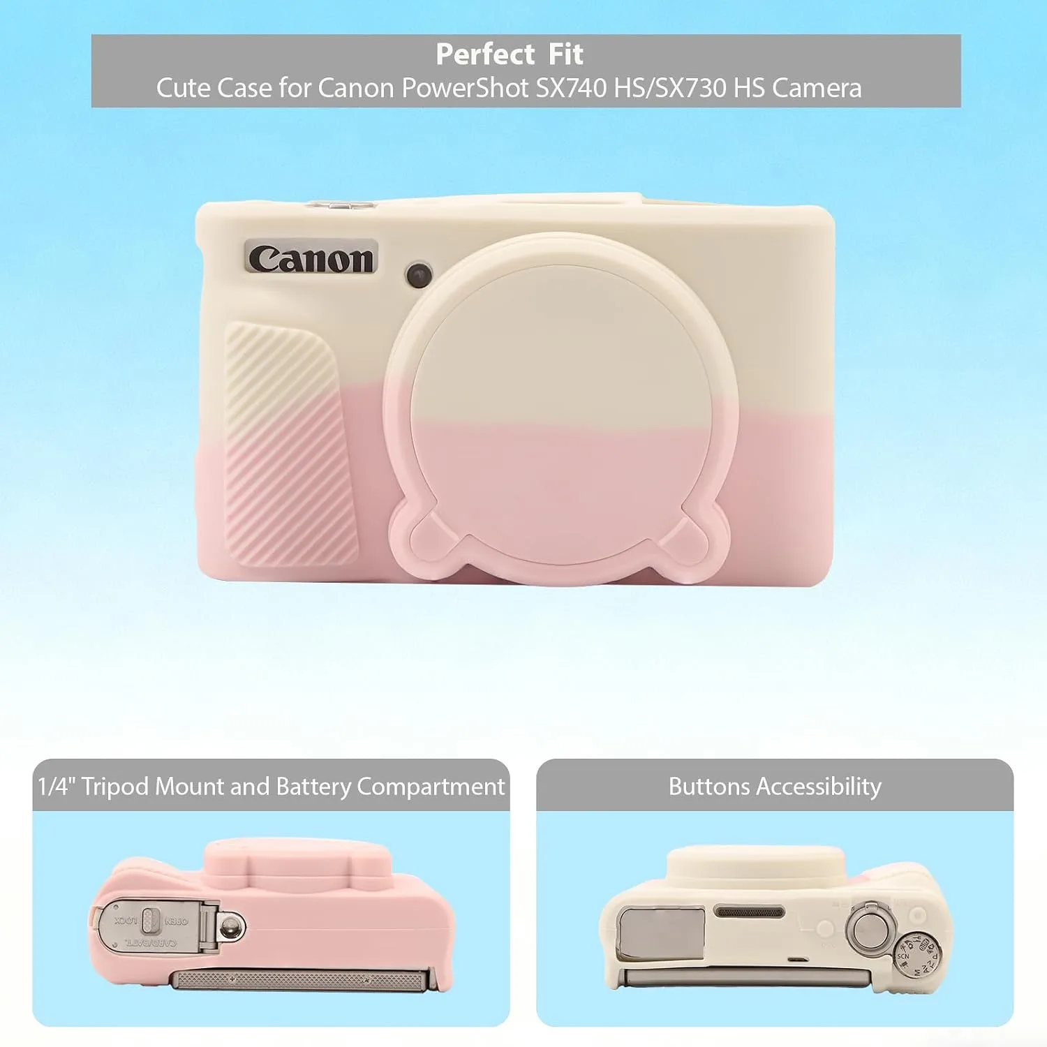 Case for Canon PowerShot SX740 HS, SX730 HS Camera - Beige&Pink