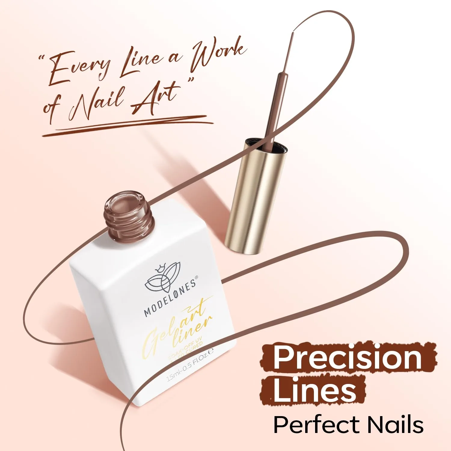 modelones Brown French Tip Liner Gel Polish 15ml Nail Art Detail Brush