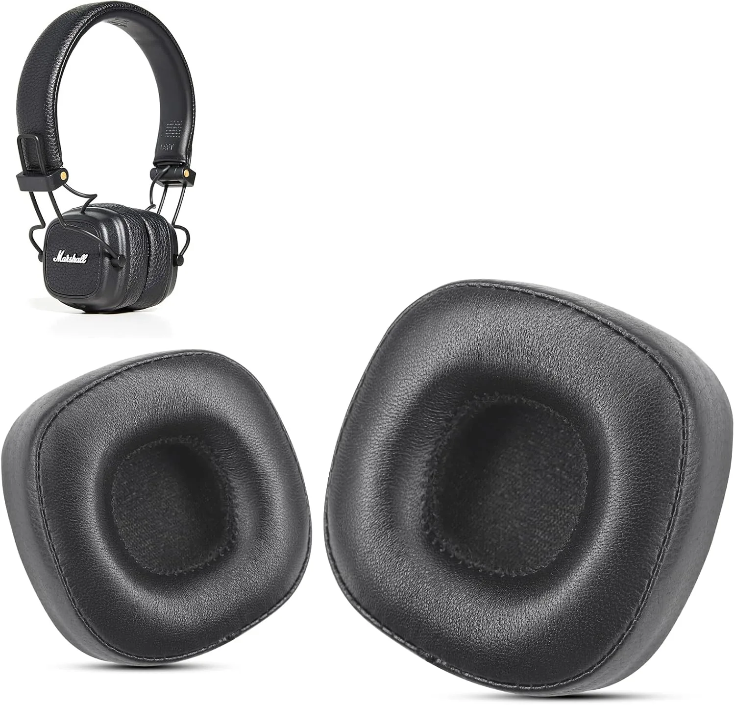 Krone Kalpasmos Marshall Replacement Ear Pads for Major III/IV, Marshall Major IV Ear Pads with Softer Leather, Thickened Memory Foam, Easy Install, Lambskin Black