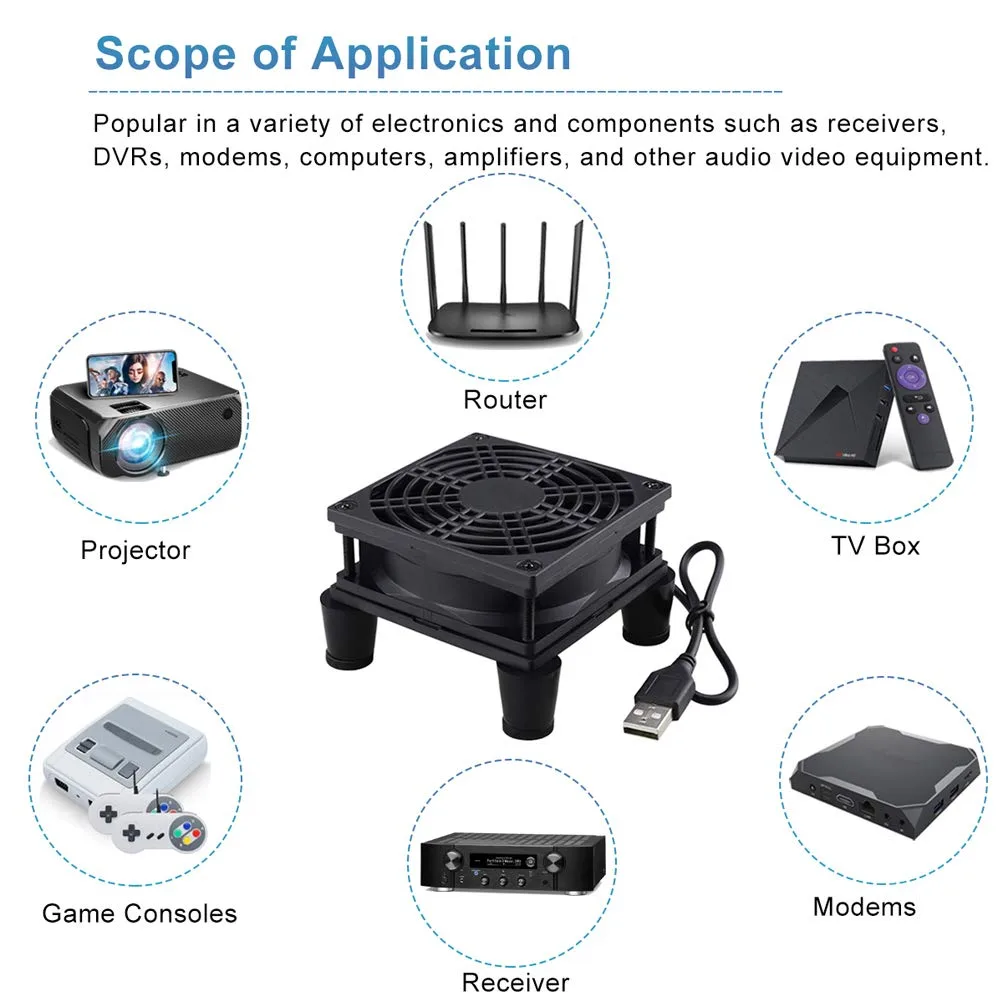 GDSTIME Quiet 80mm USB Computer Fan 5V USB Powered with 3 Speed Control