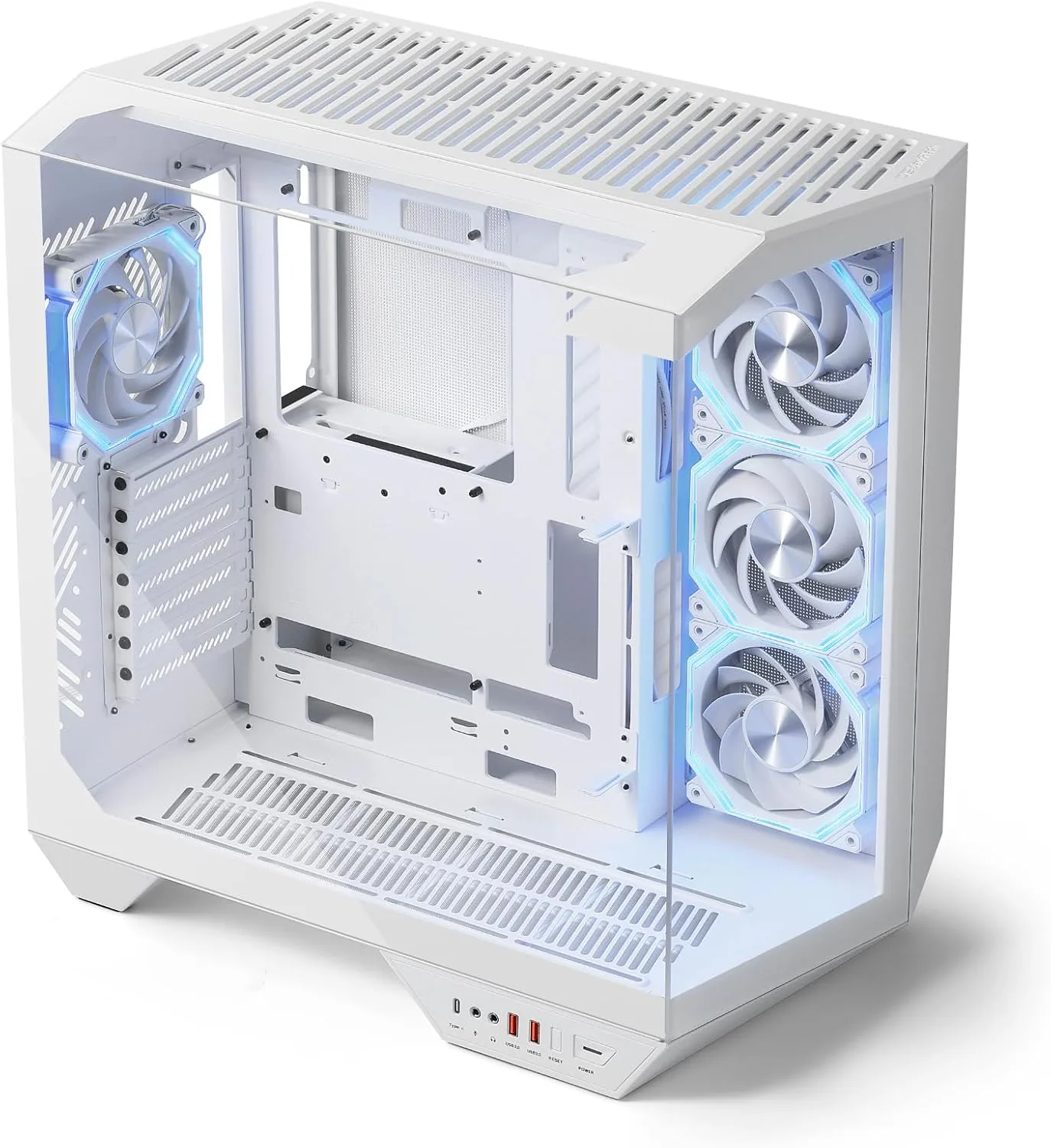 darkFlash DY470 Full-Tower ATX Gaming PC Case with 4 PWM ARGB Fans, White