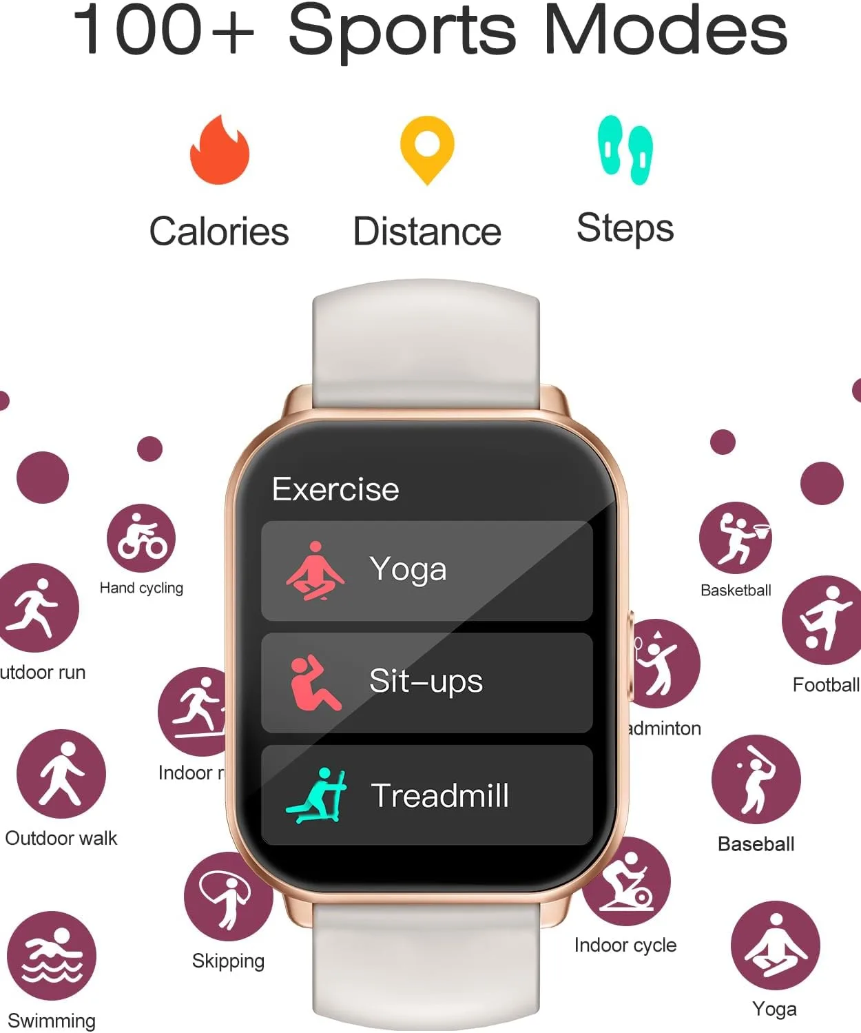 Smart Watch for Men Women with Call Function, Sport & Metal Bands Gold