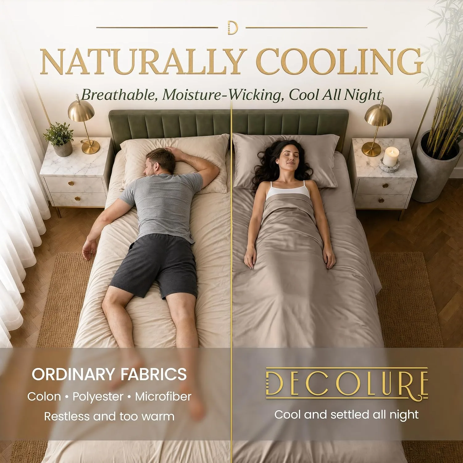 DECOLURE 100% Viscose from Bamboo Sheets King Size | 6 Pc Cooling Bed Set