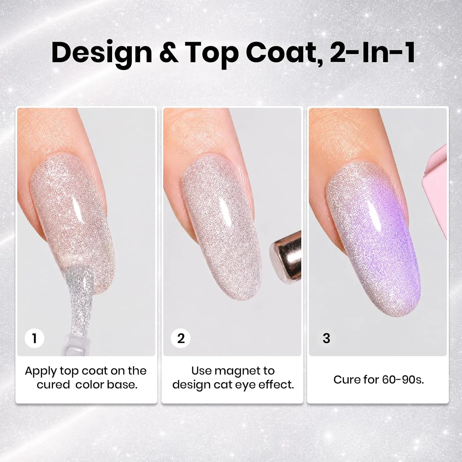 Beetles Cat Eye Gel Top Coat with Magnet 1PCS 10ml