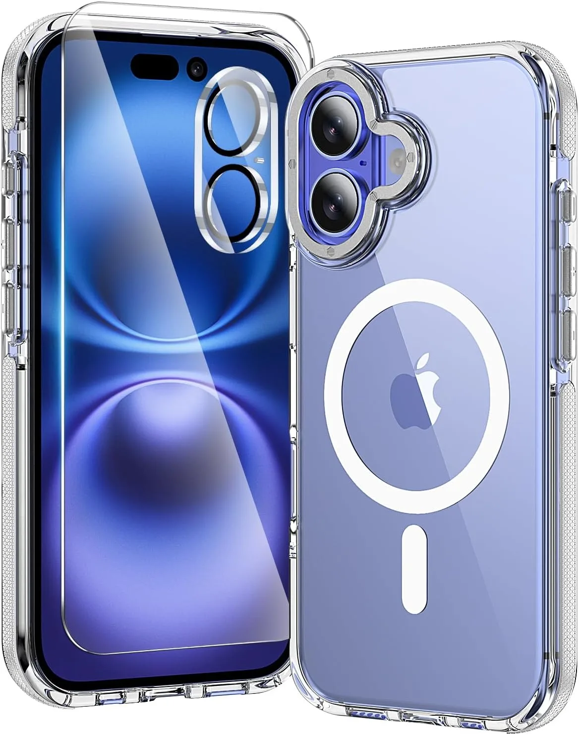 toushion 3 in 1 for iPhone 16 Case Clear Bumper