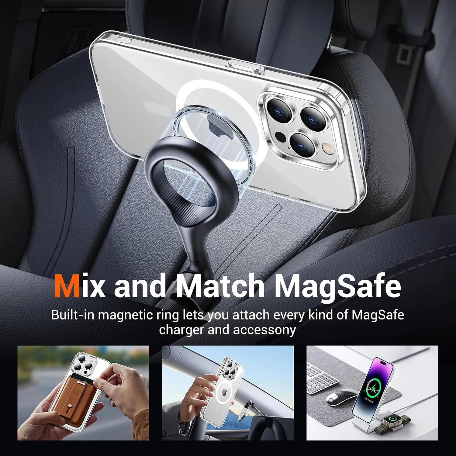 Temdan for iPhone 14 Pro Max Case with Screen Protector Clear