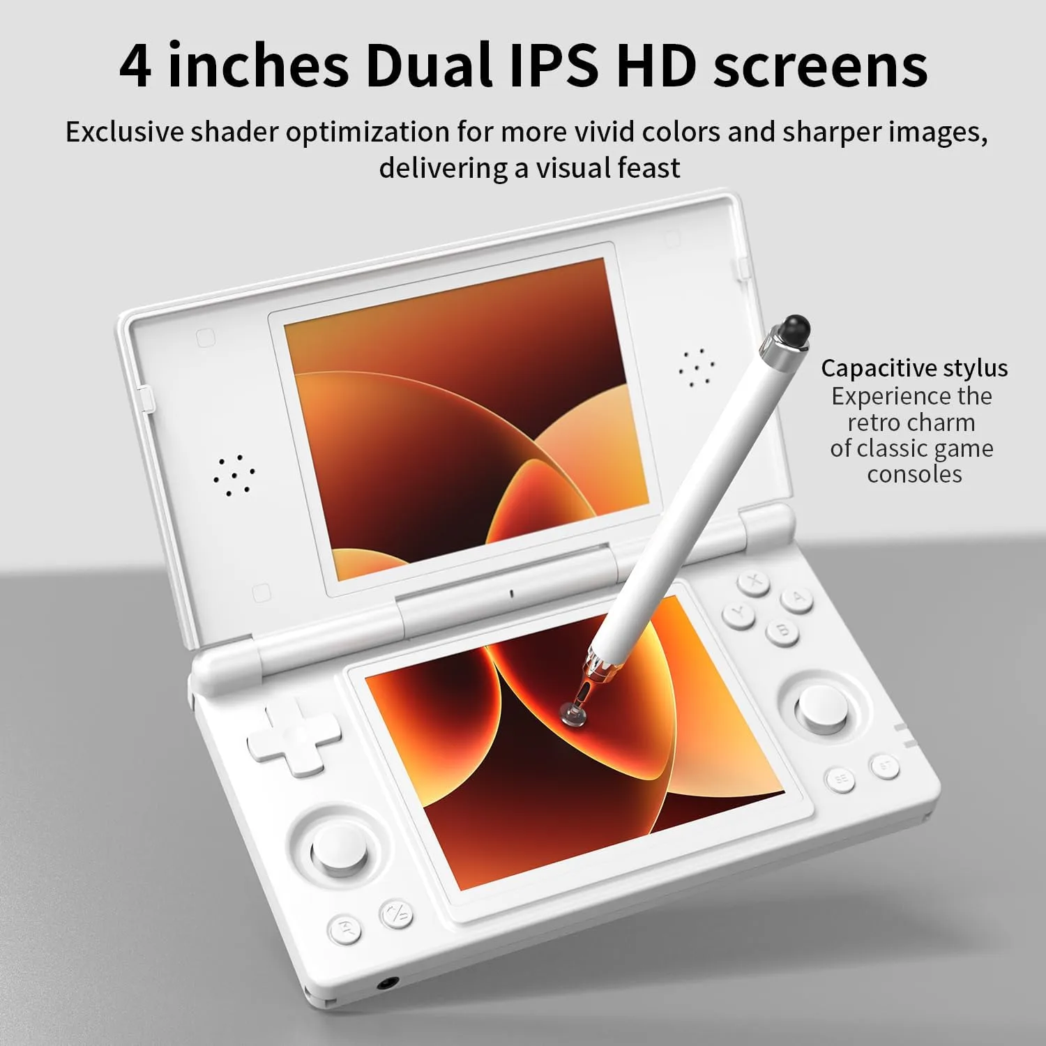 Aivuidbs RG DS Foldable Handheld Game Console RK3568 Anbernic RG DS Android 14 System two-Player Joystick Top and Bottom Dual Screen 4 inch OCA Full Touch Screen 4000mAh 3 + 32gb (RG DS Polar White-new)