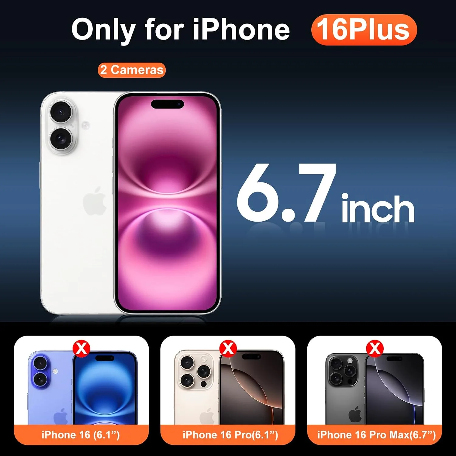 Temdan for iPhone 16 Plus Case with Screen Protector Clear