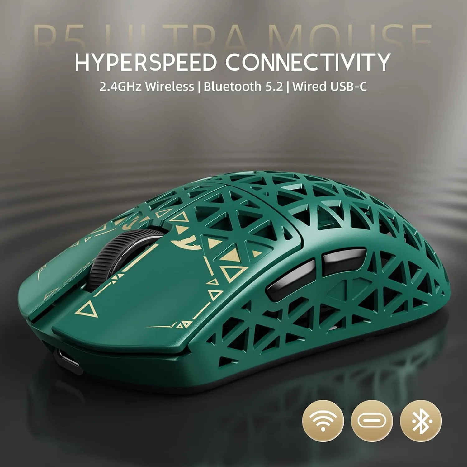 ATTACK SHARK R5Ultra 8K Carbon Fiber Wireless Gaming Mouse, Green