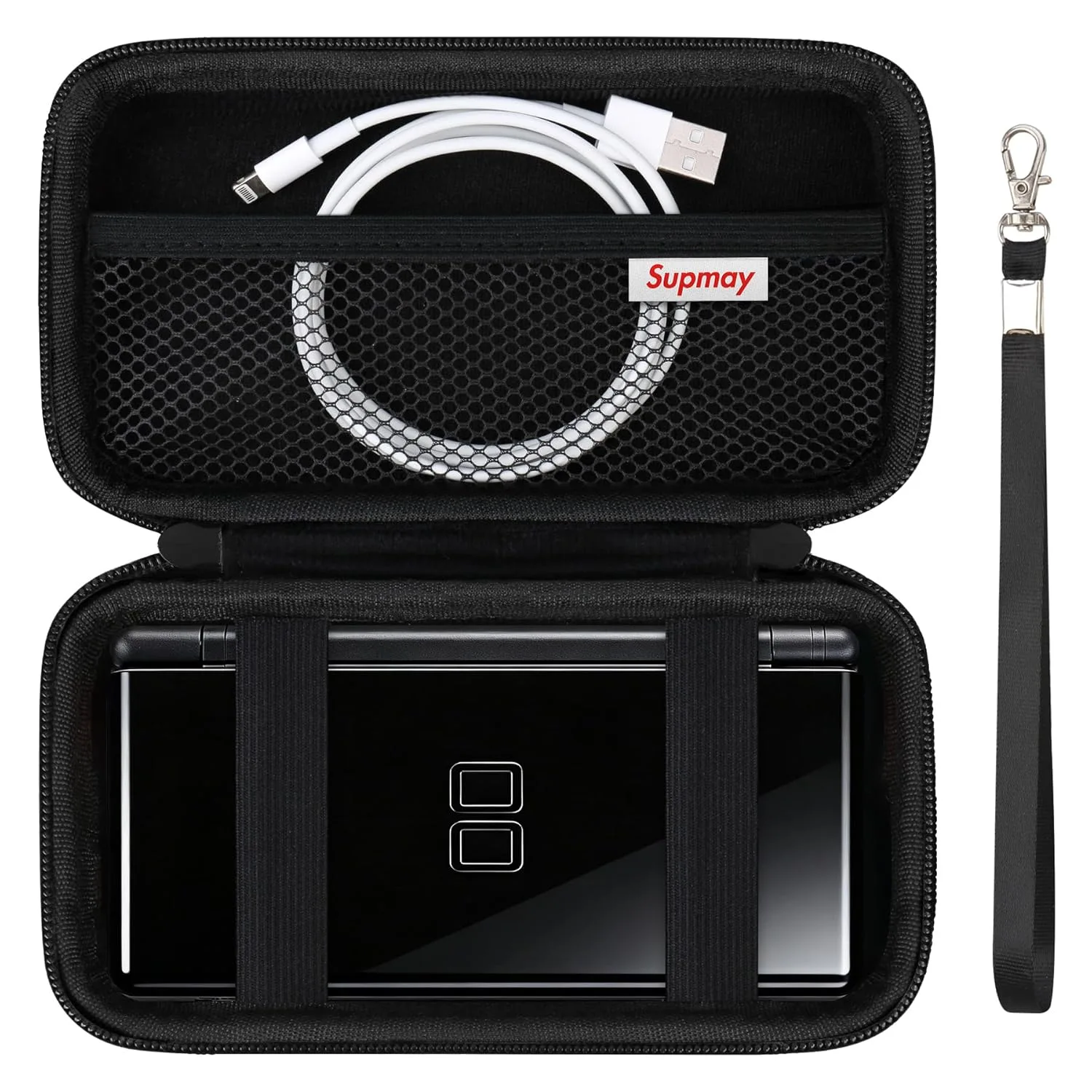 Supmay Hard Carrying Case Compatible with Nintendo DS Lite NDSL, Gameboy Advance Games Storage Holder Travel Bag with Mesh Pocket for USB Charging Cable, Stylus, Earphones, Game Cartridge, Black