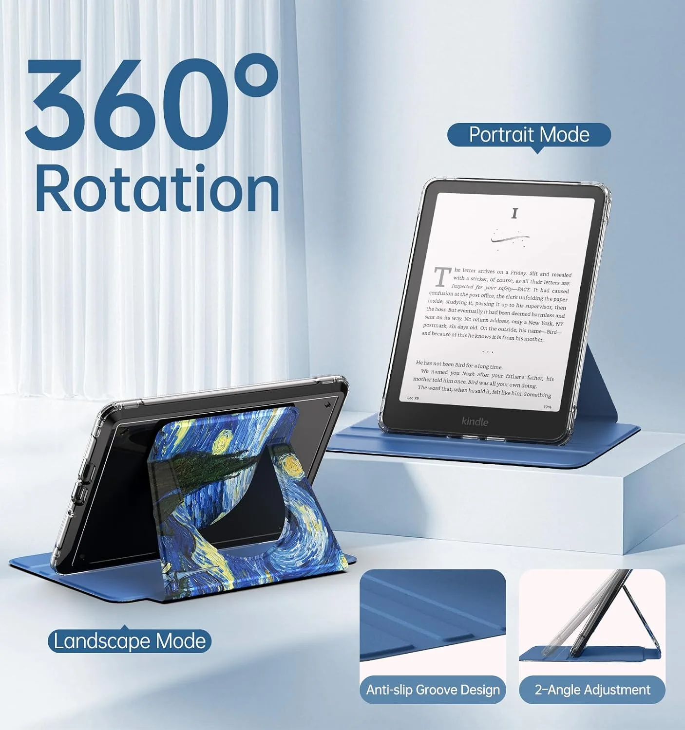 MoKo 360°Rotating Detachable Case for 7" eBook Reader, Starry Night