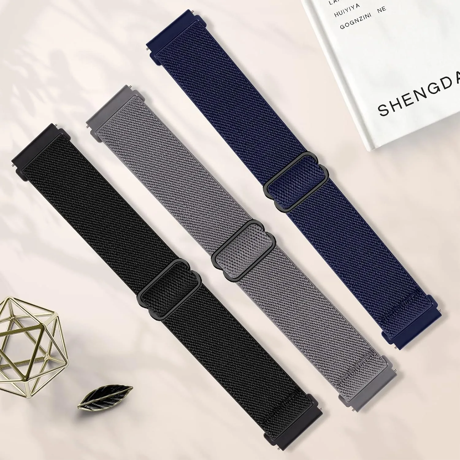 3 Pack Stretchy Nylon Band Compatible with SKG Smart Watch Bands for Women Men, Quick Release Soft Elastic Strap Replacement Wristbands for SKG-V7/SKG V7 Pro Smart Watch