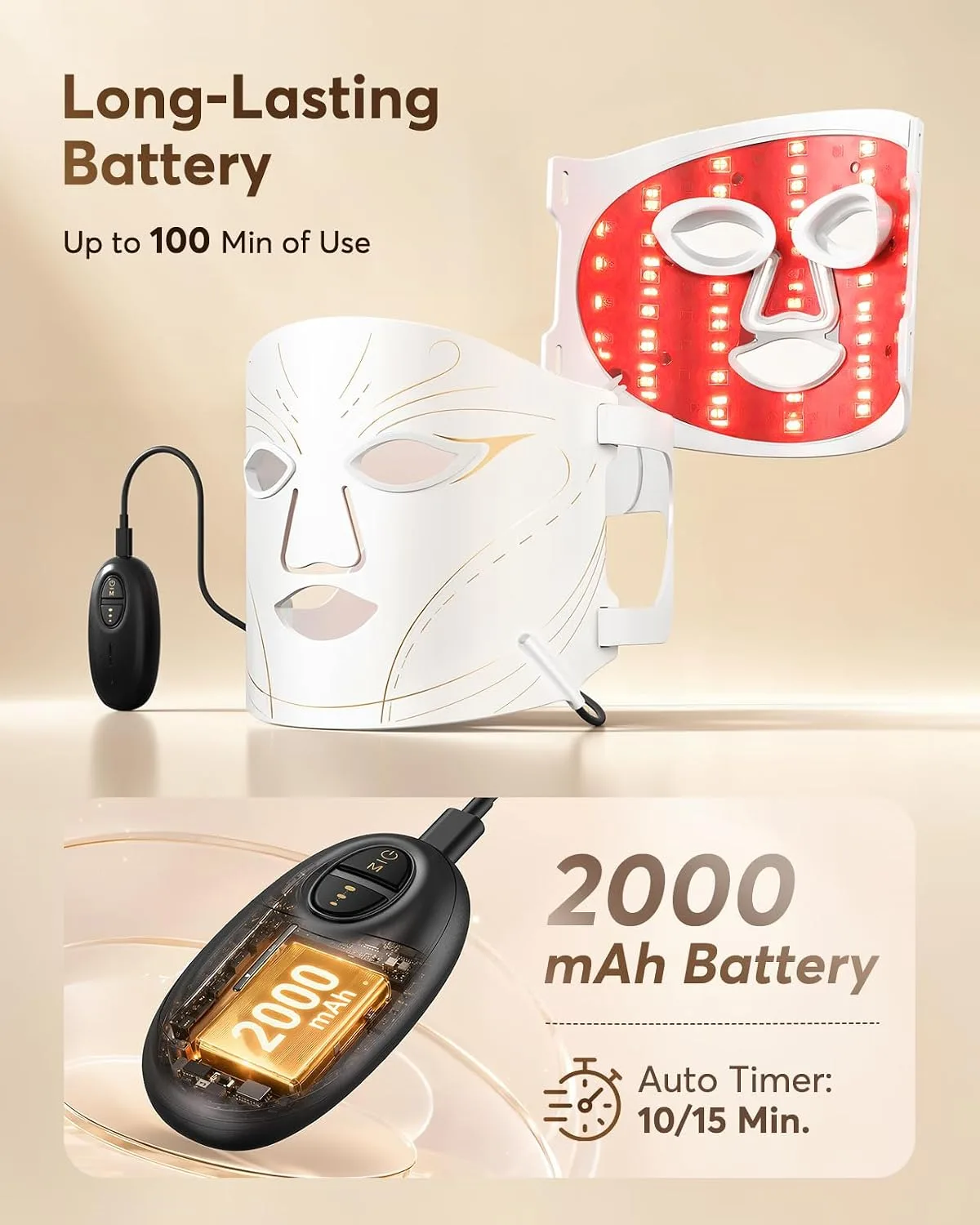 Red Light Therapy Mask for Face, 850nm NIR, Red & Blue LED Light