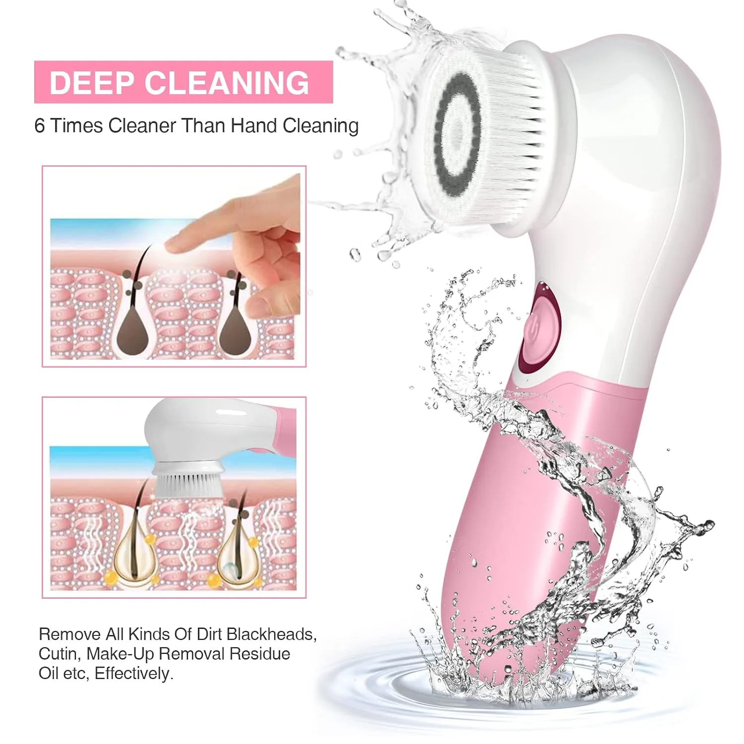TOUCHBeauty Spin Brush Face Cleanser with 3 Brush Heads for Deep Cleansing Exfoliation and Massaging