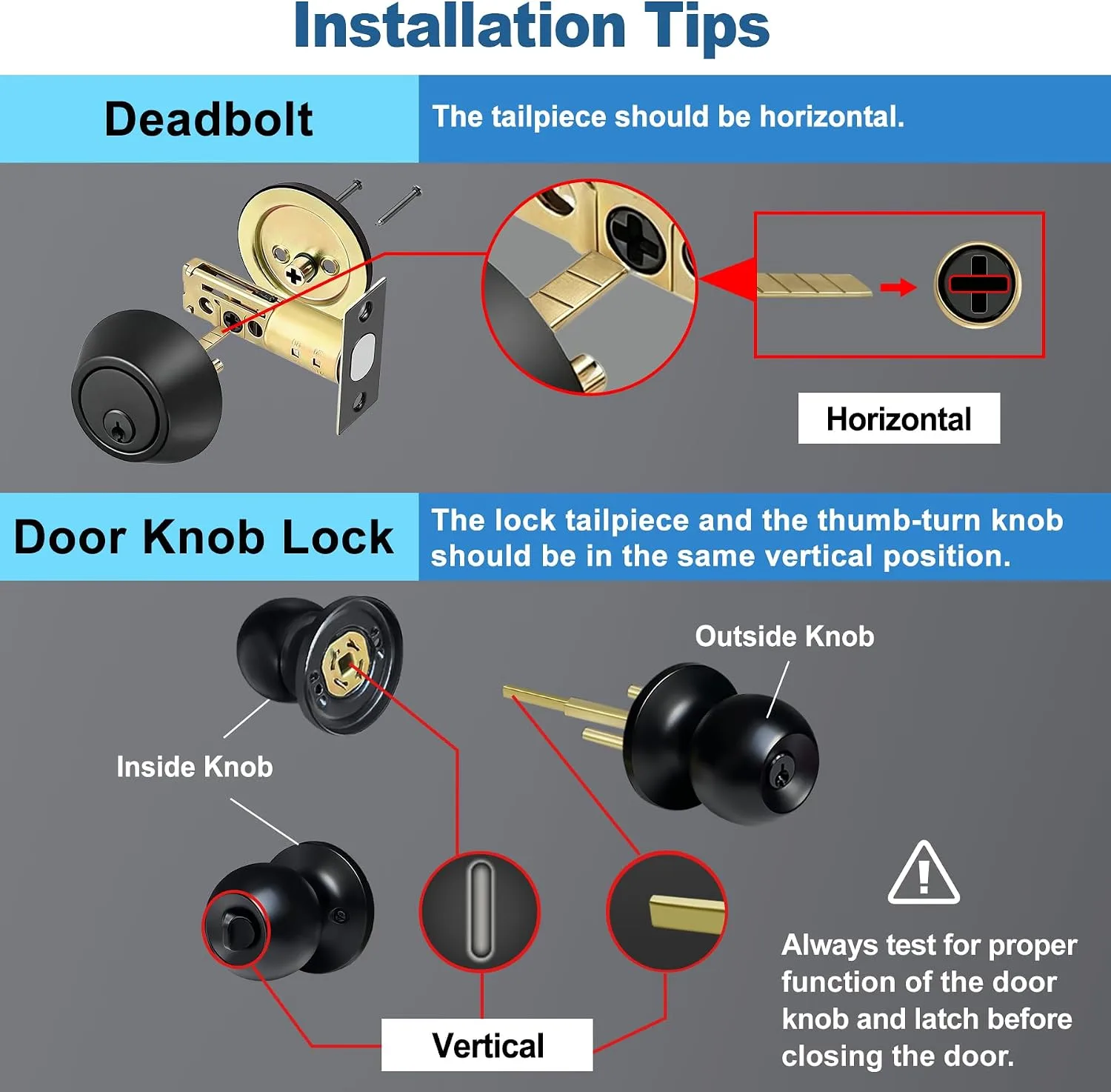 BESTTEN Exterior Door Knob with Key Lock and Deadbolt, Keyed Alike