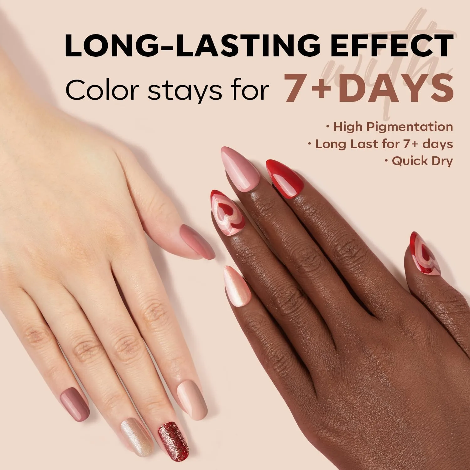 modelones Fall Nail Polish, 6 Colors Brown Nude Burgundy Quick Dry Set