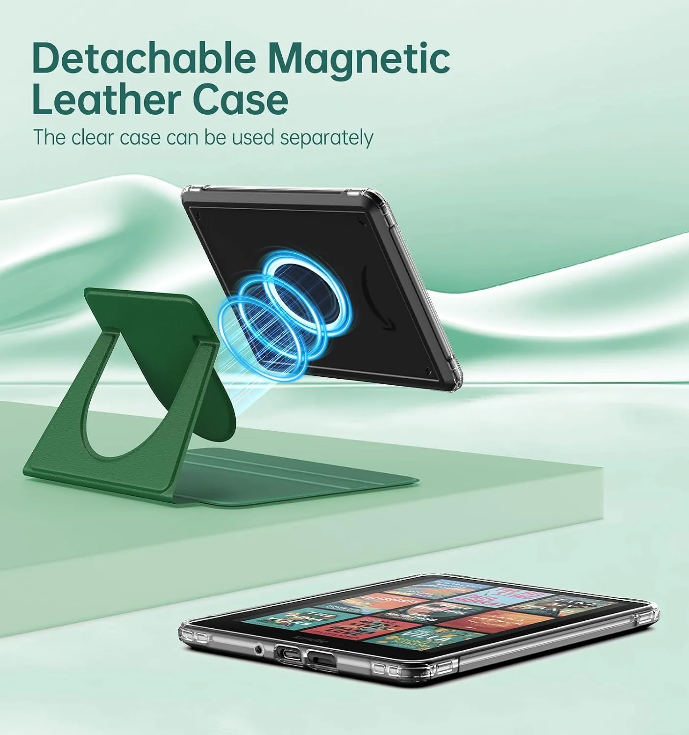 MoKo 360°Rotating Detachable Case for 7" eBook Reader, Lotus Leaf Green