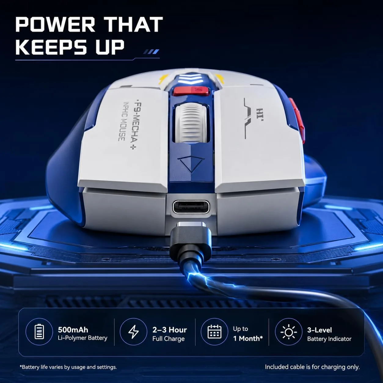 INPHIC A9 Wireless Gaming Mouse, Rechargeable, 12800 DPI