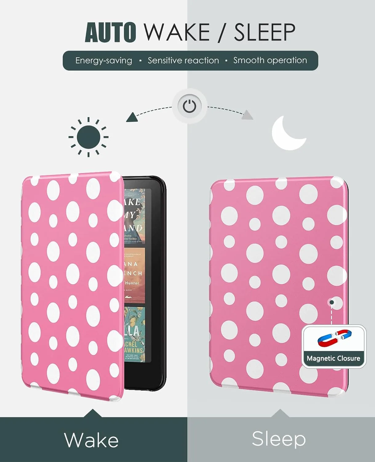 MoKo Case for 7" Kindle Paperwhite 12th Gen&Colorsoft 2024,Peony with Dot