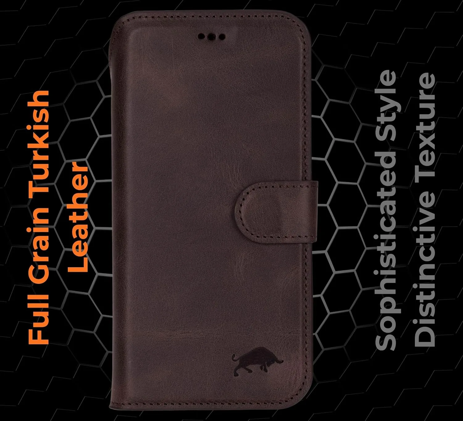VENOULT Wallet Case for iPhone, Full Grain Genuine Turkish Leather, Magnetic Detachable, RFID 4 Card Slots, Business Style, Compatible with MagSafe (Chocolate, iPhone 17 Pro MAX)