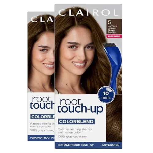 Clairol Root Touch Up Permanent Hair Dye, 5 Medium Brown, Pack of 2