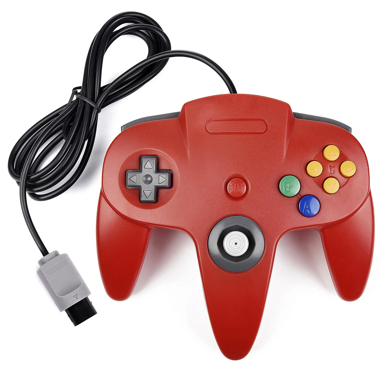 miadore 2 Pack Classic Controllers (Blue/Red) Bundle with 2 Pack 6FT Controller Extension Cable for N64 Console Video Games