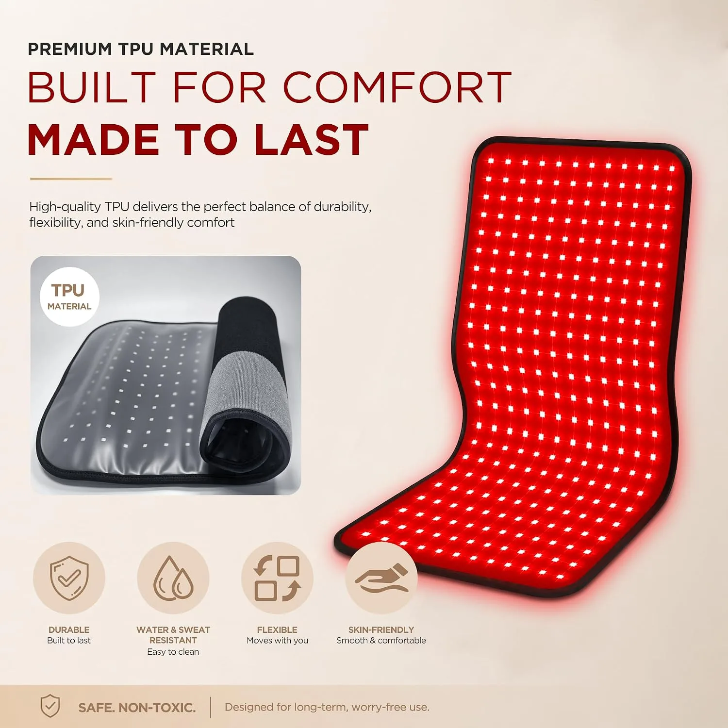 Red Light Therapy for Body,30.7"x 14.3" 2026 Upgraded-4 Modes 5 Stage Power Medical-Grade TPU Mat for Body Pain Relief,Dual Wavelength Infrared Red Light Blanket LEDs
