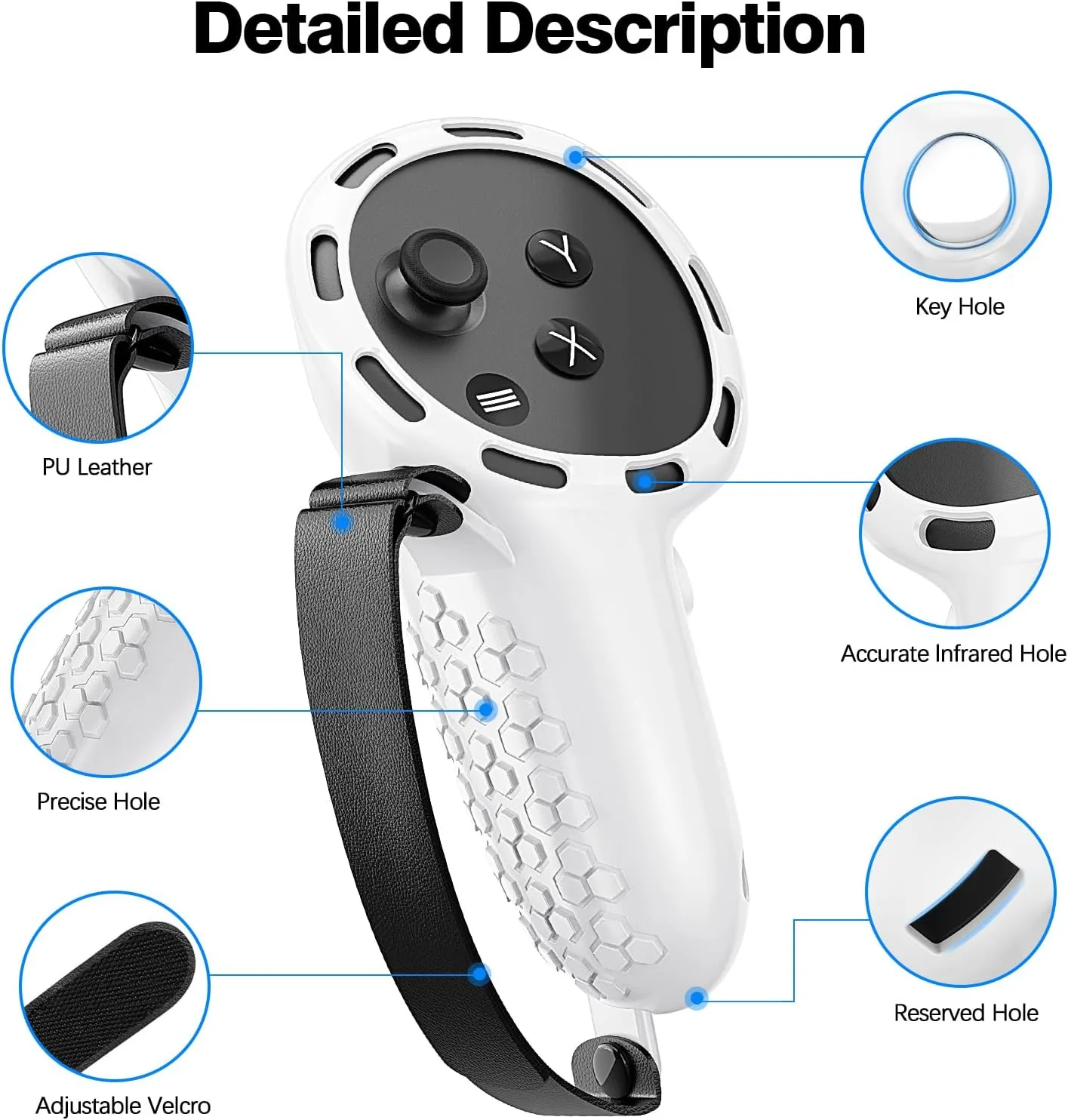 Controller Grip for Meta Quest 3S Oculus Quest 3 VR Grips Cover for VR Touch Controllers Straps Silicone Covers Protector with Non-Slip Thumbstick Covers 1Pair White