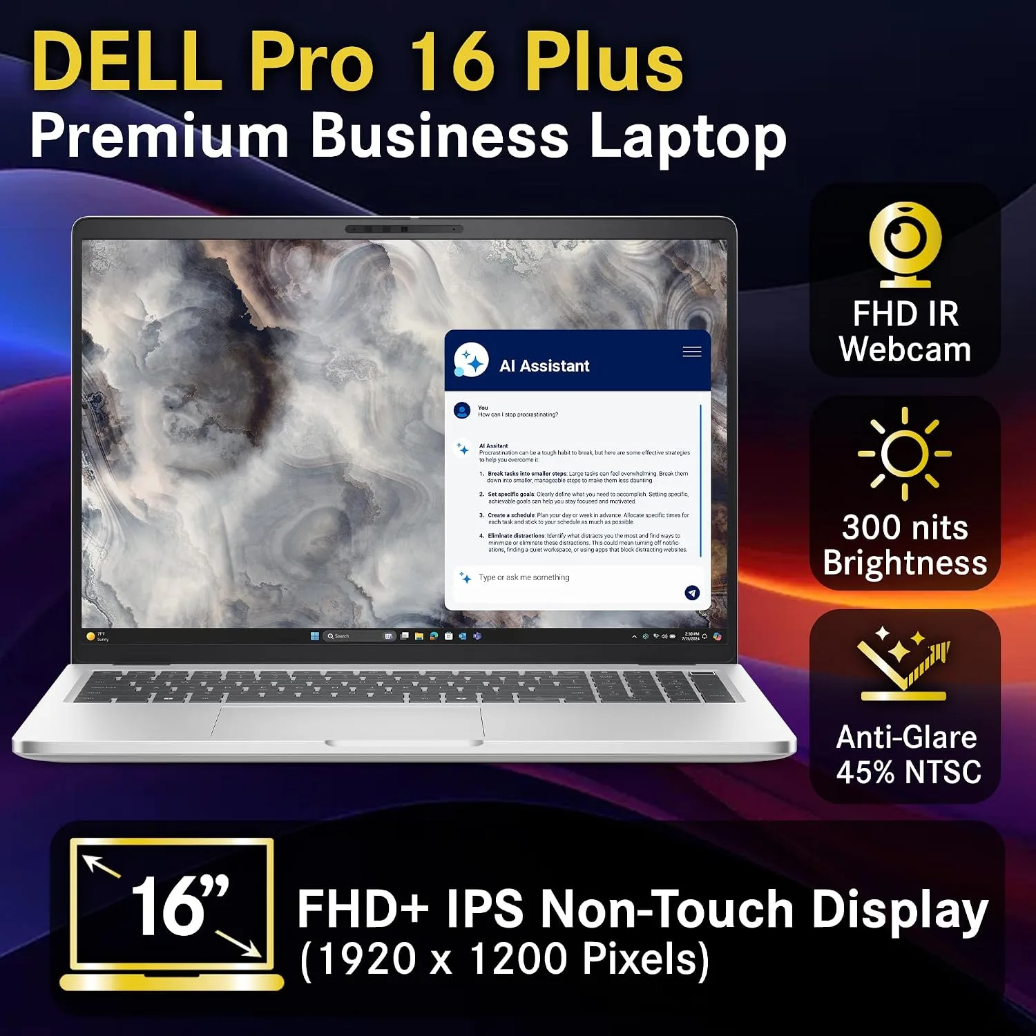 Oemgenuine Dell Pro 16 Plus PB16255 AI Business Notebook 16" FHD+ AMD Ryzen 7 Pro 250, 16GB DDR5 RAM, 1TB SSD PCIe, Wi-Fi 7, BT, Backlit Keyboard, FHD Webcam, Win 11 Pro - Silver