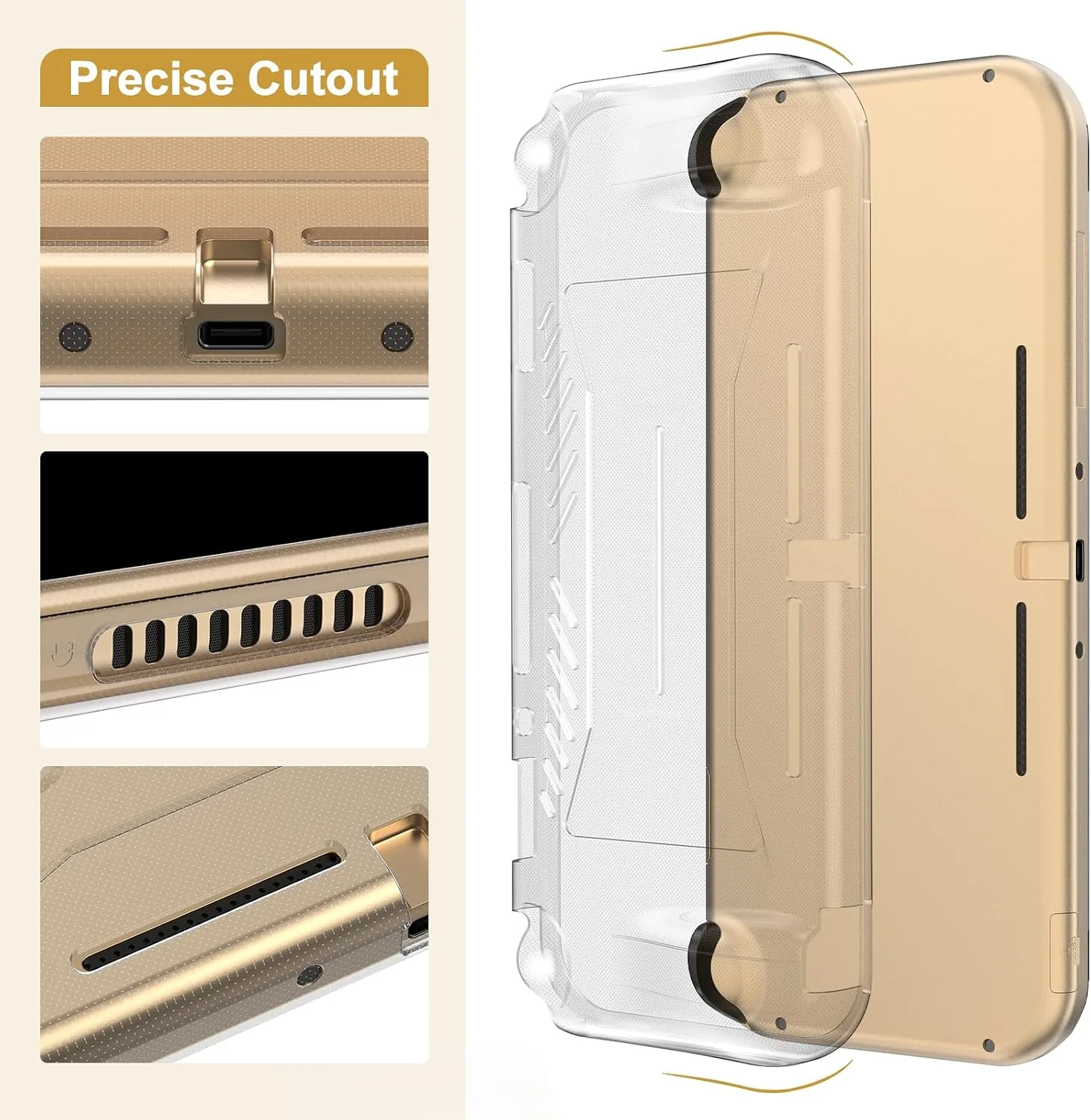 innoAura Switch Lite Case 18-in-1 Accessories Bundle for NS Switch Lite (2019), with Protective Carrying Case, Game Holder, Screen Protector & Cute Thumb Grips, Golden