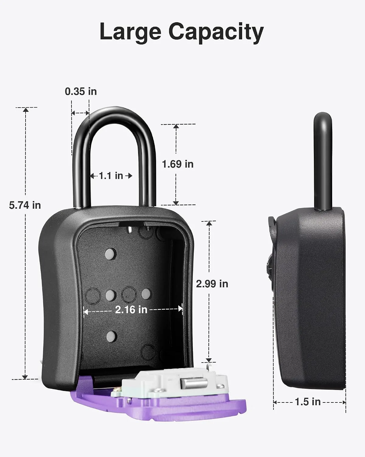 Puroma Key Lock Box Outdoor 4 Digit Code Combination Lockbox House 1 Purple