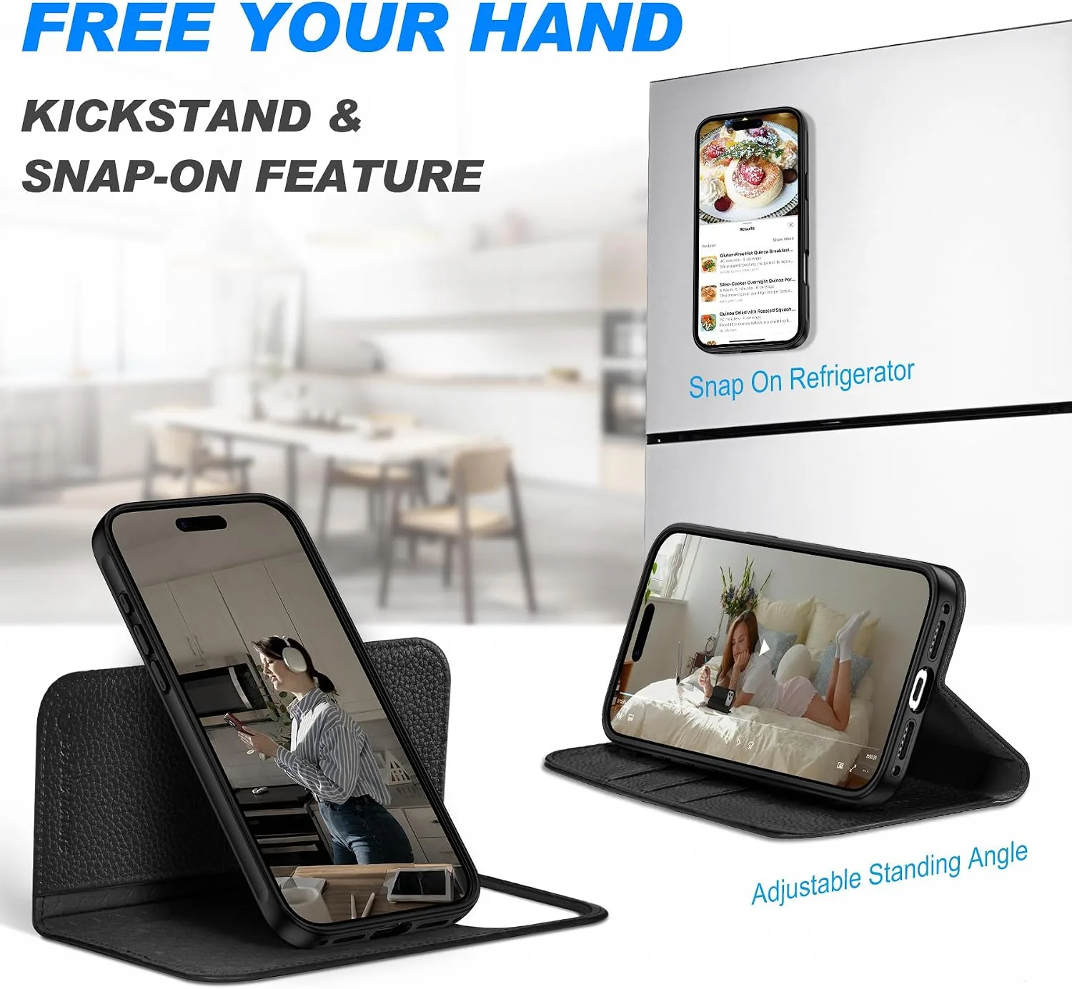 SHIELDON 2 in 1 Case Wallet for iPhone 18 Pro Max/17 Pro Max, Pebbled Black