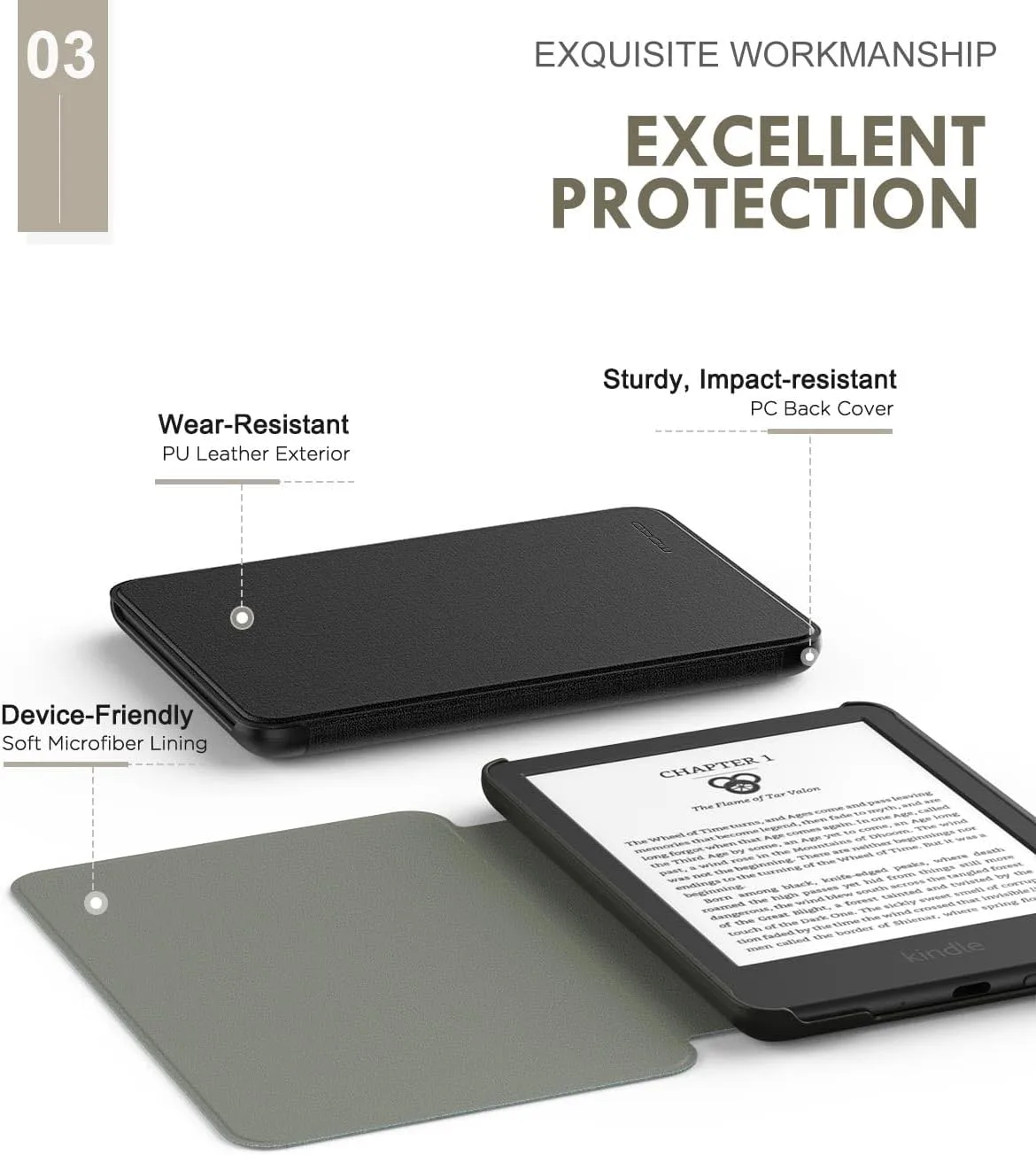 MoKo Case for 6" Amazon Kindle Basic 11th Gen 2024/2022, Denim Black