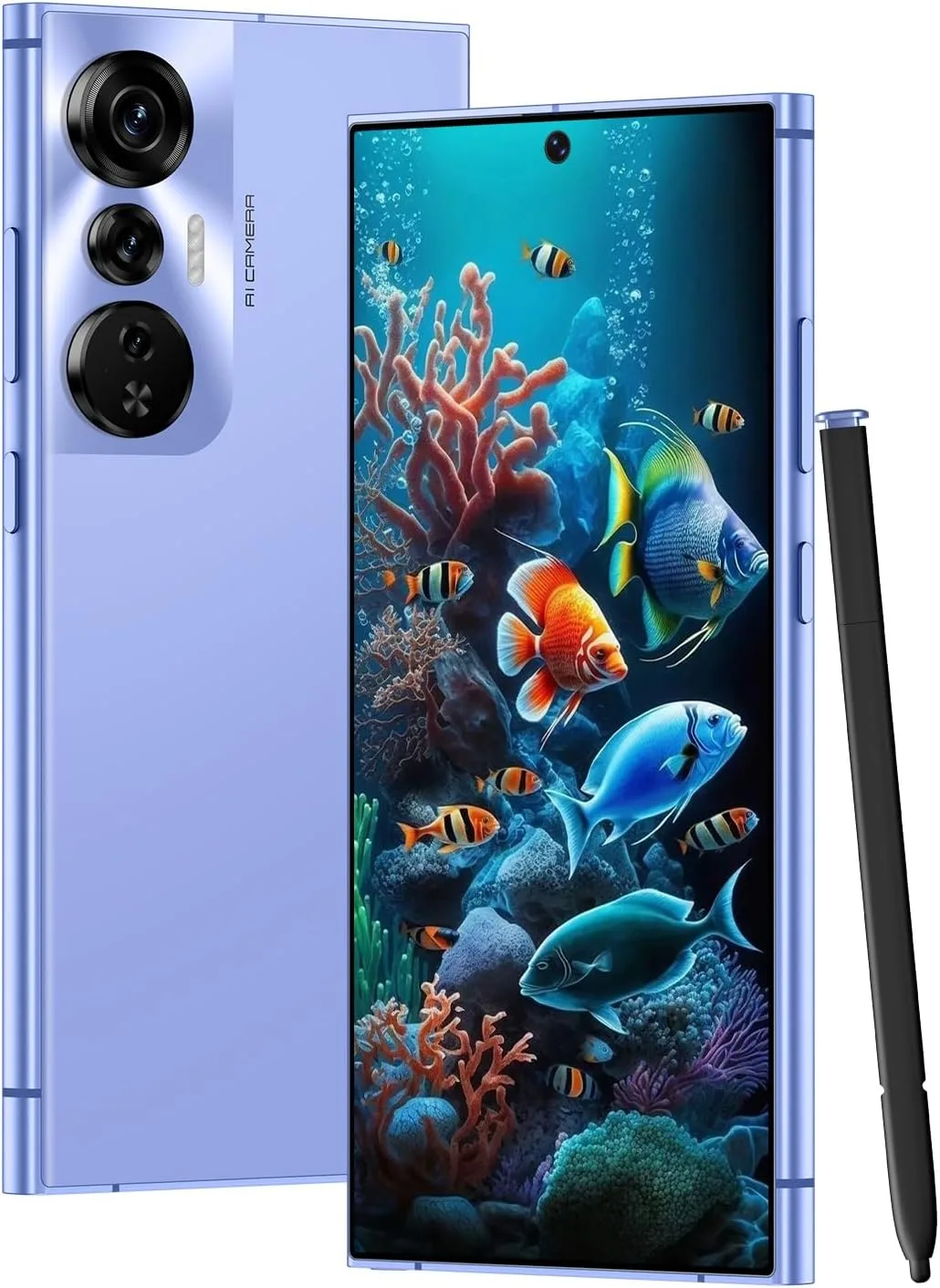 Unlocked Cell Phones Smartphone Android 13 Phones 8+256GB/6.8" HD Screen/Dual SIM/108MP+48MP Camera/6800 mAh/Built-in Pen (Purple)