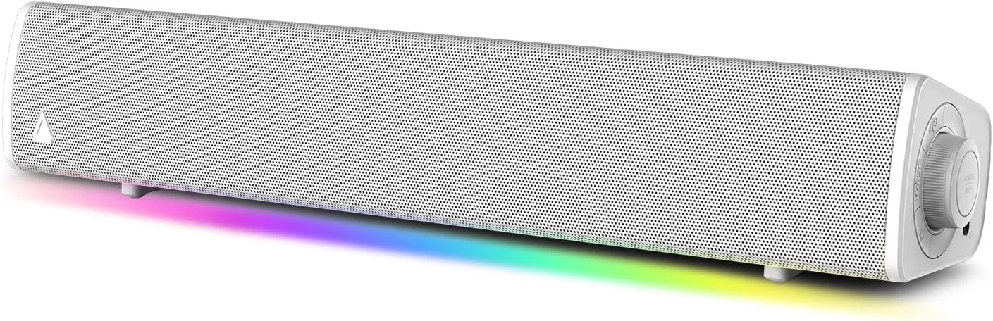Creative Sound Blaster GS3 Compact RGB Gaming Soundbar, Superwide, White