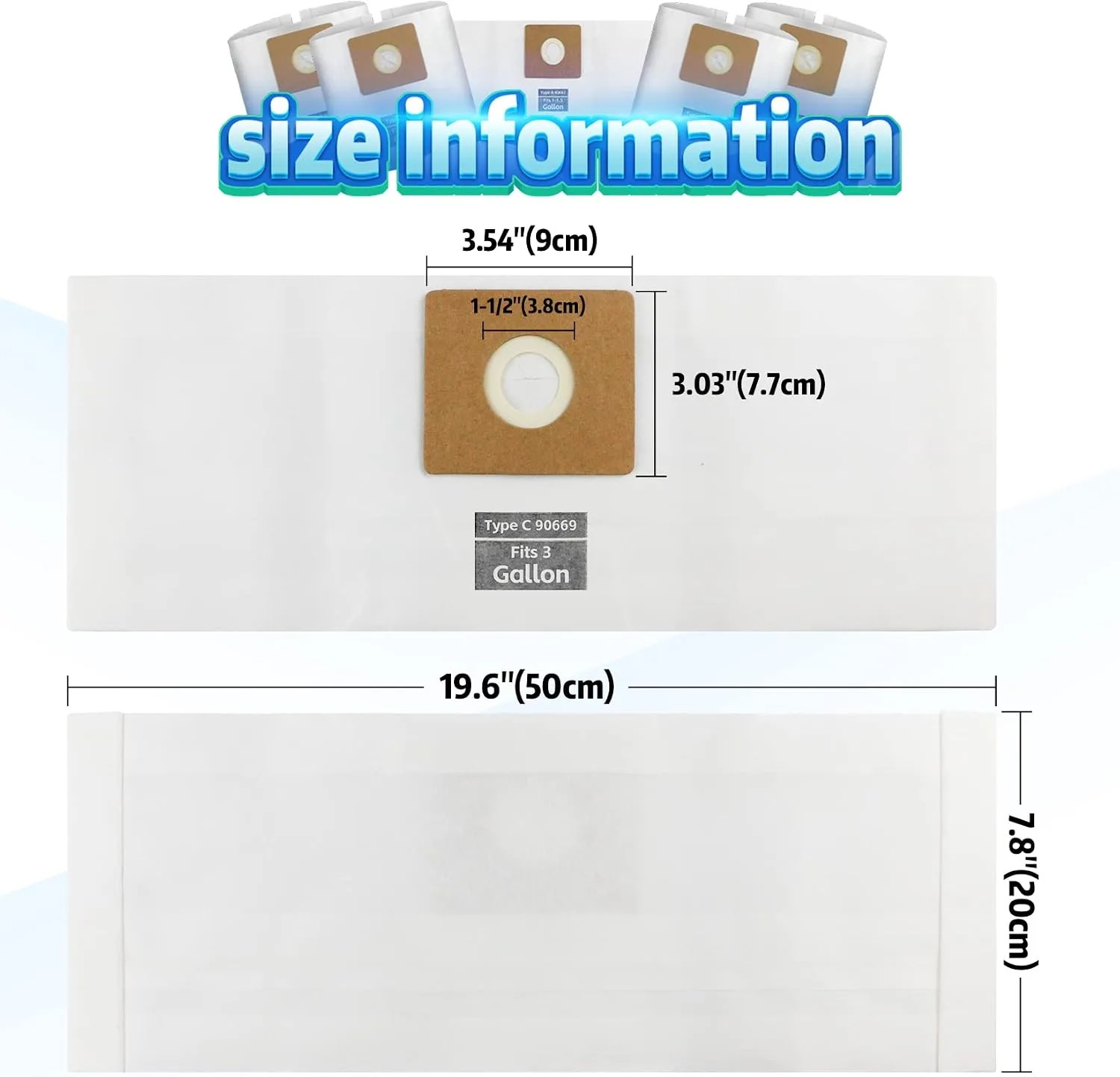 3 Pack ALYYDBG for Shop Vac Bags 3 Gallon Type C 90669 9066900 9066933