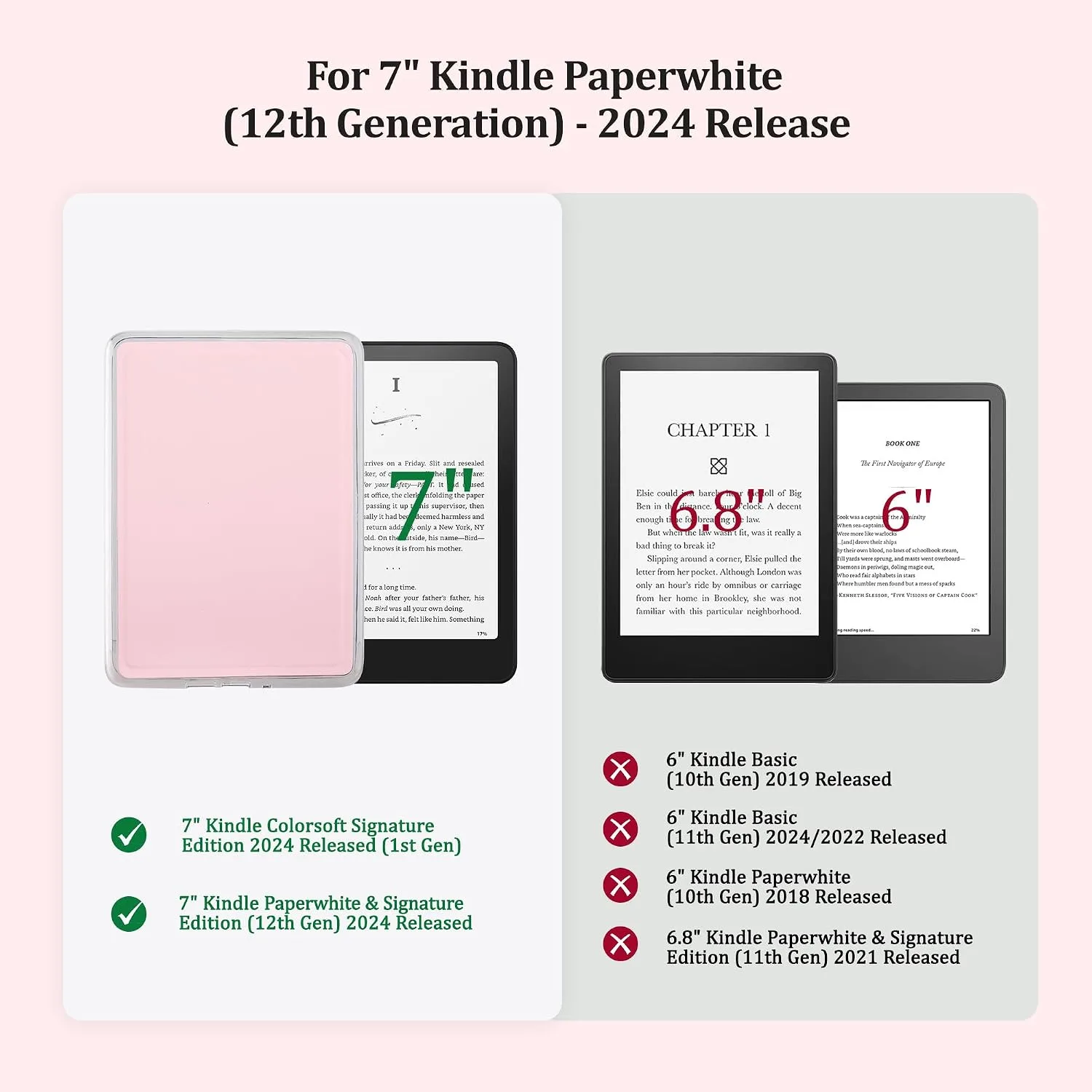 Back Panel Case for 7'' Kindle Paperwhite 12th Gen & Colorsoft