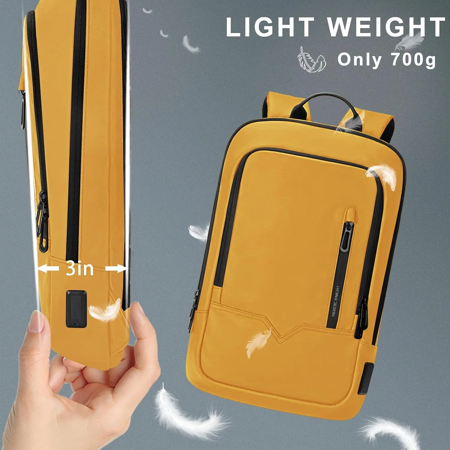 hk Backpack for Men, Business Slim Computer Bag for 17.3 Inch Laptop