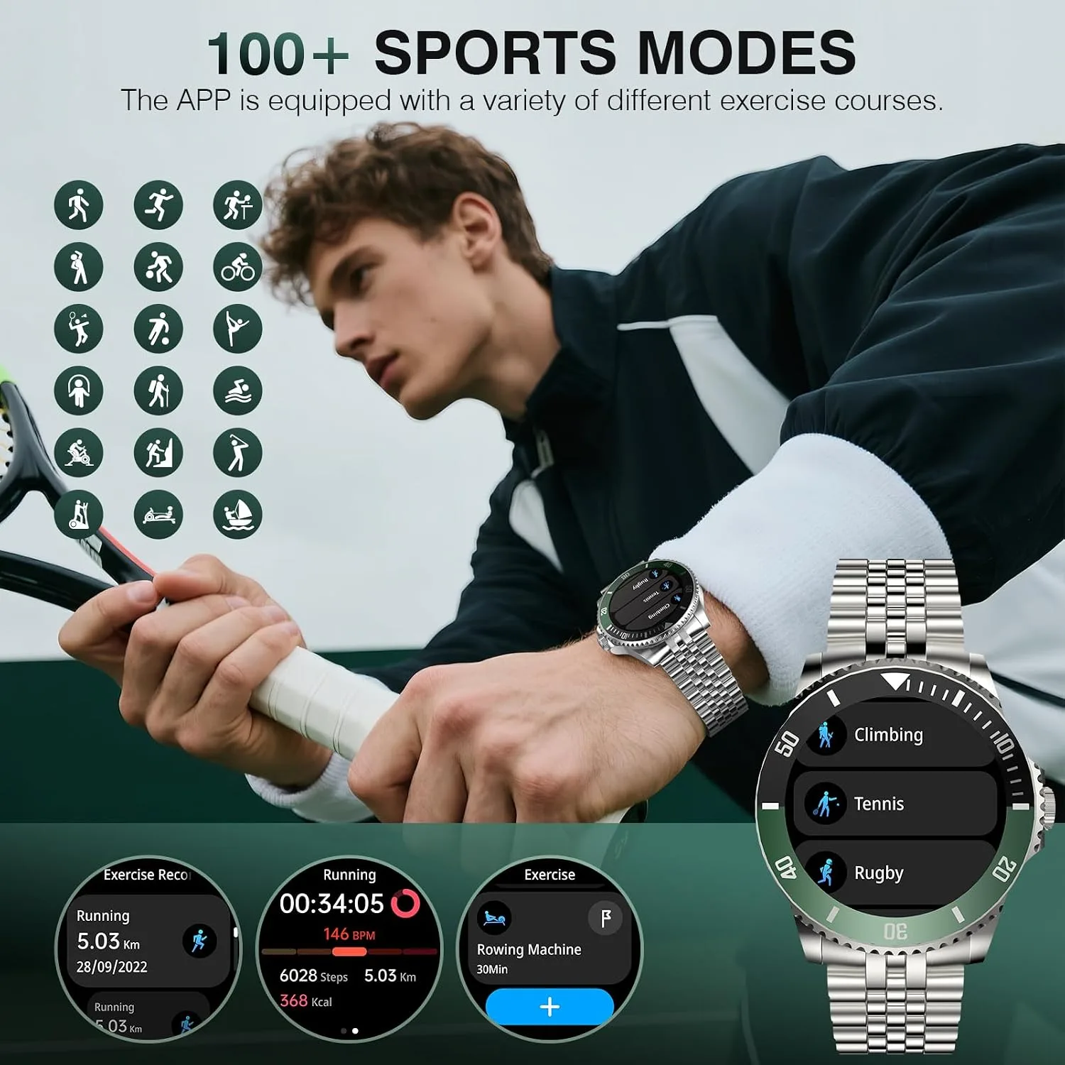 GPT Smart Watch for Men with Bluetooth Call, Fitness Tracker, IP67, 44mm