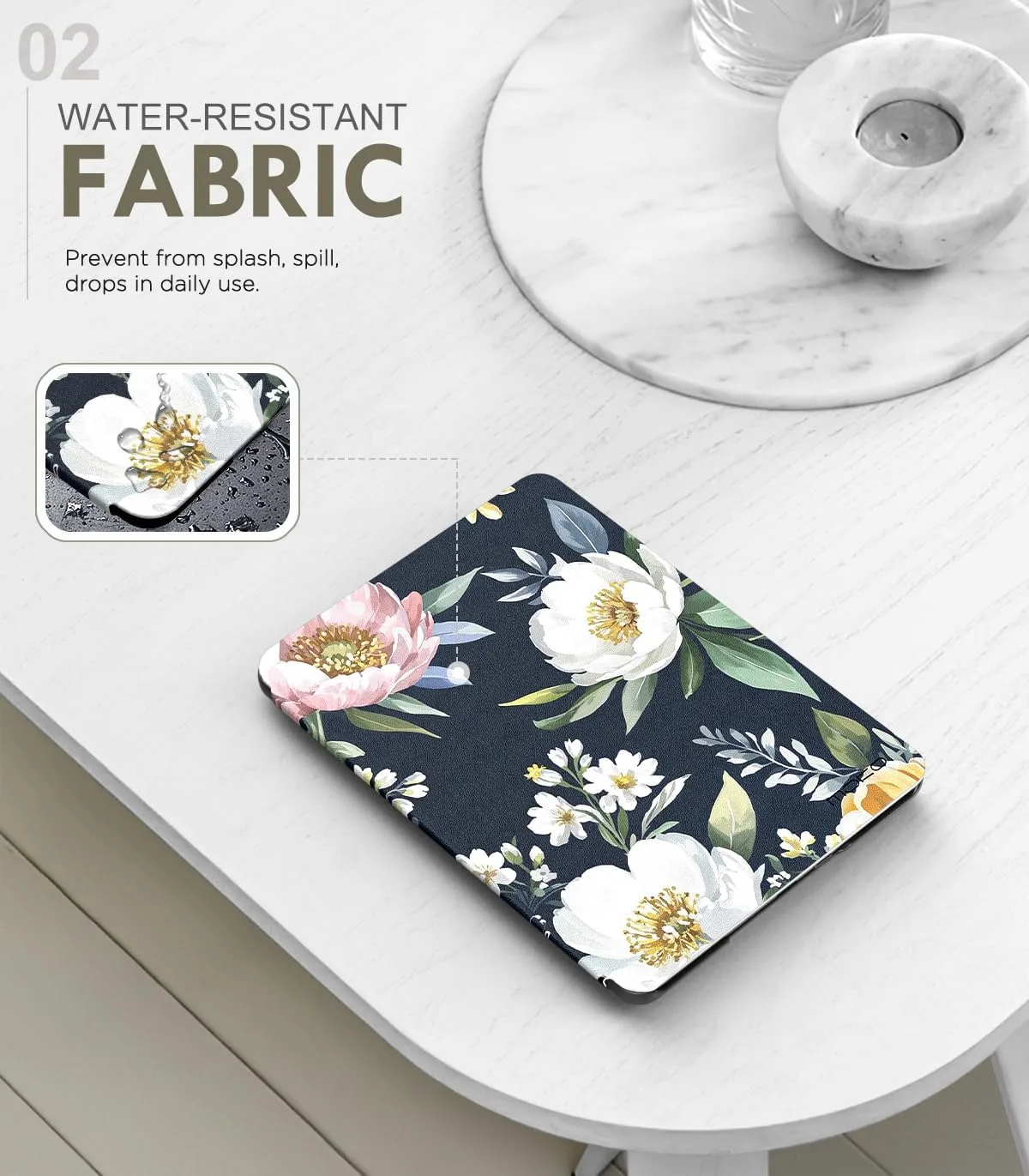 MoKo Case for 7" Kindle Paperwhite 12th Gen 2024/Colorsoft, Peonies