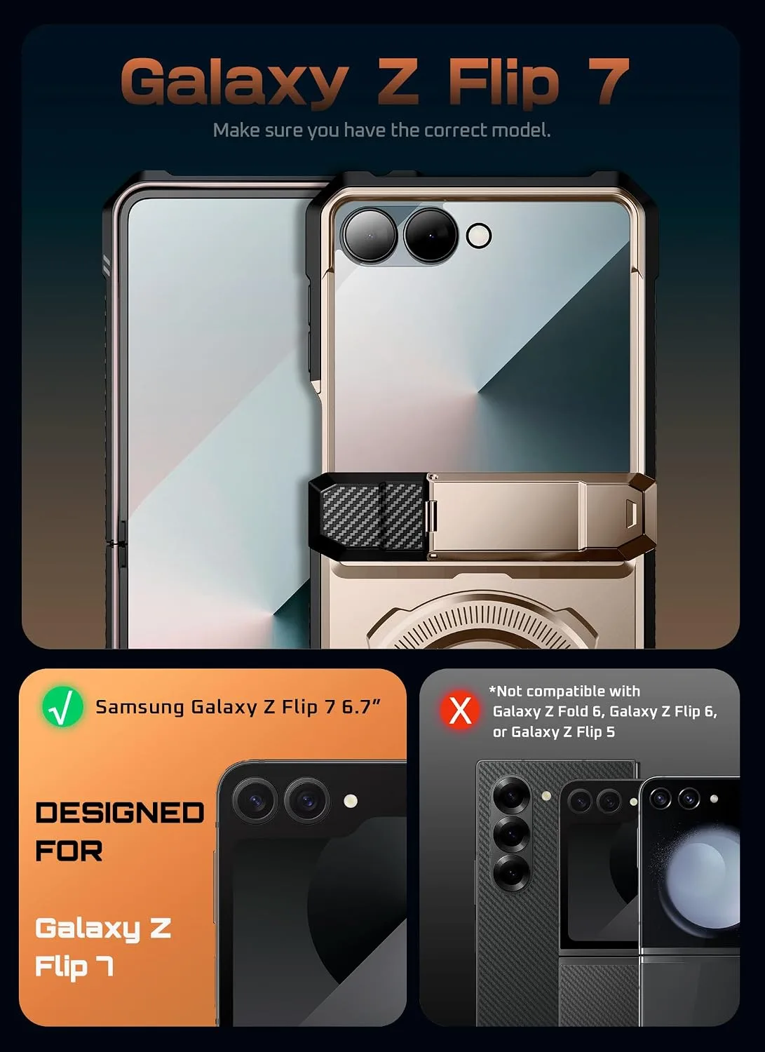 SUPCASE for Samsung Galaxy Z Flip 7 Case, Compatible with MagSafe, Desert